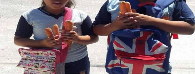 Crianças receberam cenouras